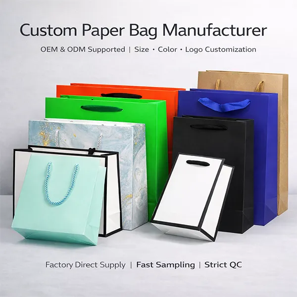 Индивидуальное изготовление подарочных бумажных пакетов с ручками | Завод-производитель упаковочных бумажных пакетов