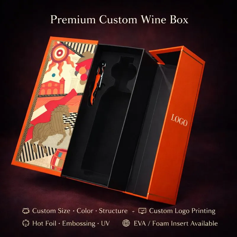 Высококачественная подарочная коробка для двух бутылок вина | Праздничная подарочная упаковка