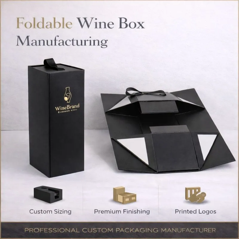 Индивидуальное изготовление складных подарочных коробок для красного вина | Завод-производитель упаковочных коробок