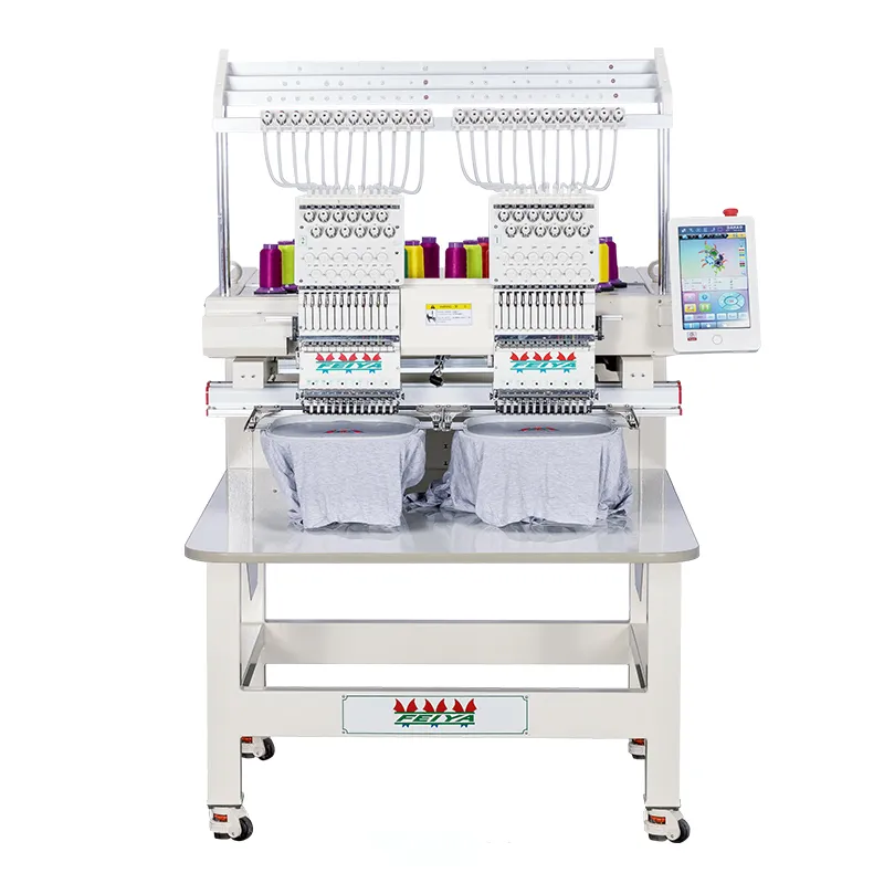 Промышленная компьютерная вышивальная машина с двумя головками и 12 иглами для вышивки кепок CTF1202