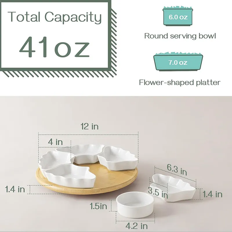 12-дюймовый вращающийся набор цветочных закусочных тарелок — 360° вращающаяся сервировочная тарелка с подставкой