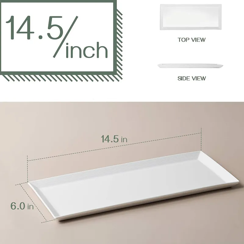 14,5-дюймовая прямоугольная тарелка с матовым дном — набор из 4 прямоугольных сервировочных тарелок размером 14,5 дюймов, удлинённая сервировочная тарелка