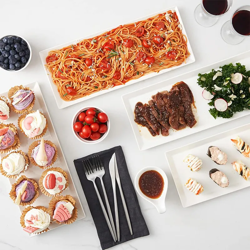 14,5-дюймовая прямоугольная тарелка с матовым дном — набор из 4 прямоугольных сервировочных тарелок размером 14,5 дюймов, удлинённая сервировочная тарелка