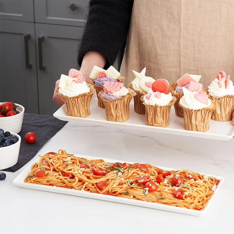 14,5-дюймовая прямоугольная тарелка с матовым дном — набор из 4 прямоугольных сервировочных тарелок размером 14,5 дюймов, удлинённая сервировочная тарелка