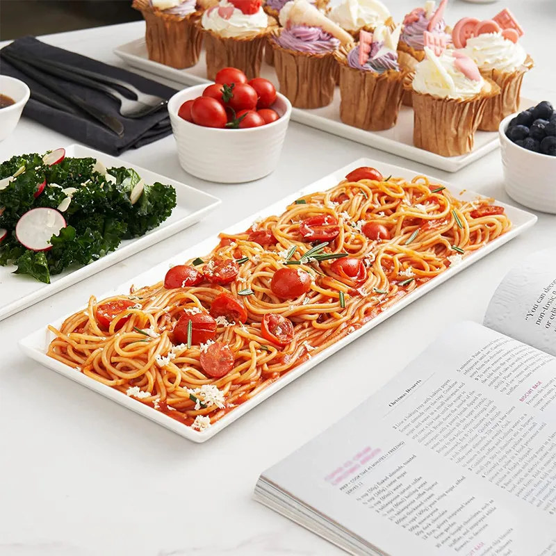 14,5-дюймовая прямоугольная тарелка с матовым дном — набор из 4 прямоугольных сервировочных тарелок размером 14,5 дюймов, удлинённая сервировочная тарелка