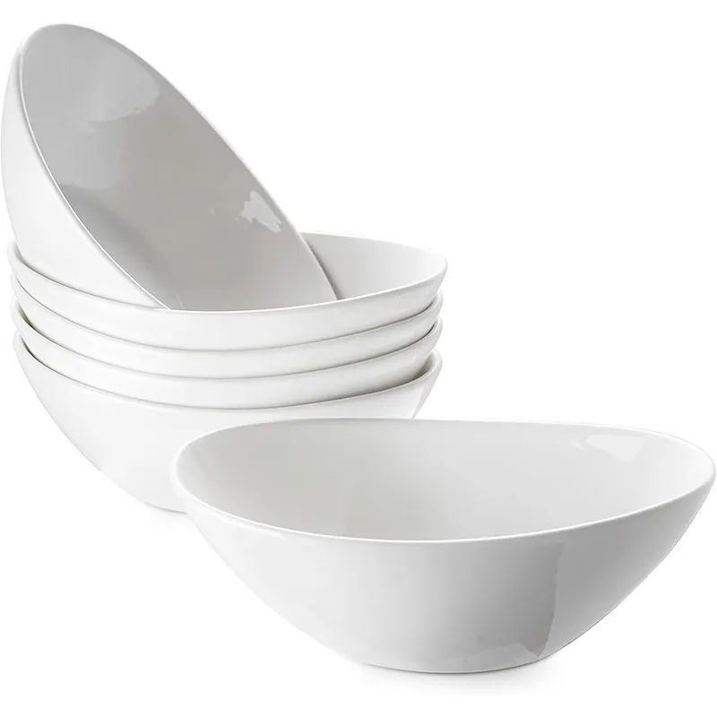 7-дюймовая белая керамическая чаша в форме юаньбао — чаша для злаков, белая 12-унцевая керамическая сервировочная чаша, набор из 6 предметов