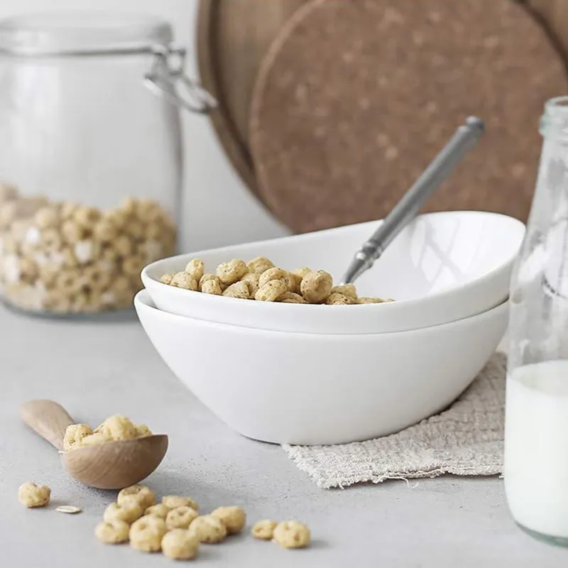 7-дюймовая белая керамическая чаша в форме юаньбао — чаша для злаков, белая 12-унцевая керамическая сервировочная чаша, набор из 6 предметов