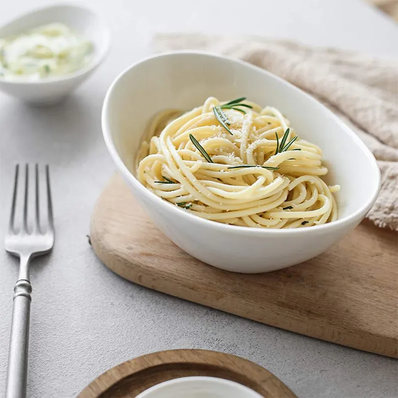 7-дюймовая белая керамическая чаша в форме юаньбао — чаша для злаков, белая 12-унцевая керамическая сервировочная чаша, набор из 6 предметов