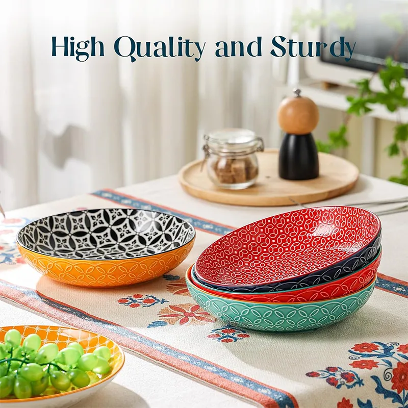 8,5-дюймовая американская цветная фруктовая чаша с крышкой — набор из 4 ярких чаш для пасты, салатов и супов диаметром 8,5 дюймов
