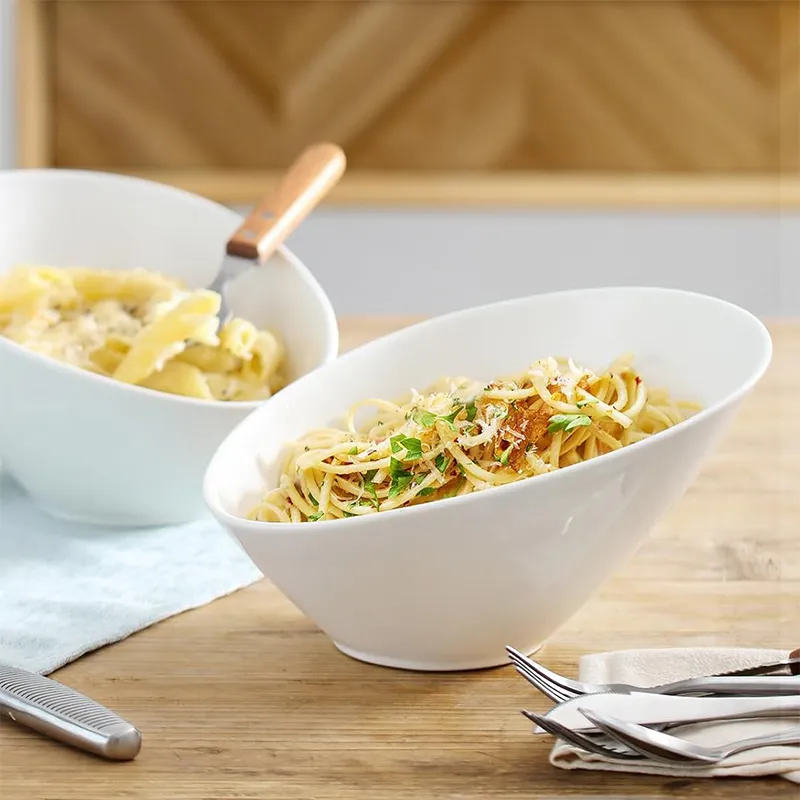 9,5-дюймовая белая салатница — двойная наклонная салатница объёмом 23 унции, 9,5-дюймовая наклонная чаша для сервировки салатов