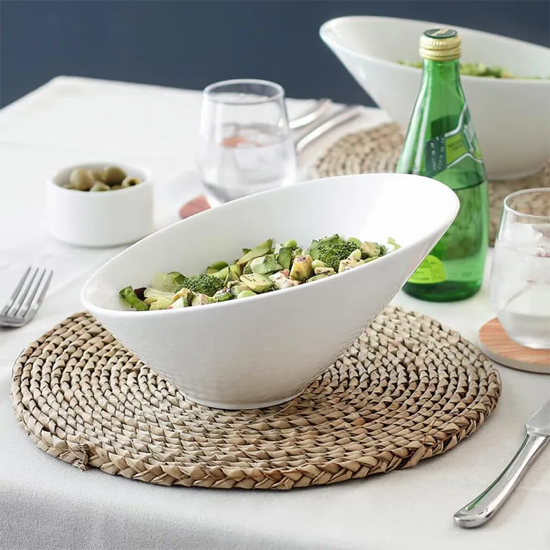 9,5-дюймовая белая салатница — двойная наклонная салатница объёмом 23 унции, 9,5-дюймовая наклонная чаша для сервировки салатов