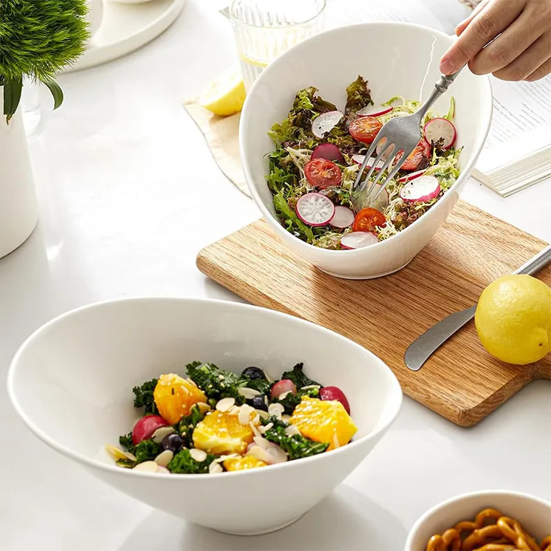 9,5-дюймовая белая салатница — двойная наклонная салатница объёмом 23 унции, 9,5-дюймовая наклонная чаша для сервировки салатов
