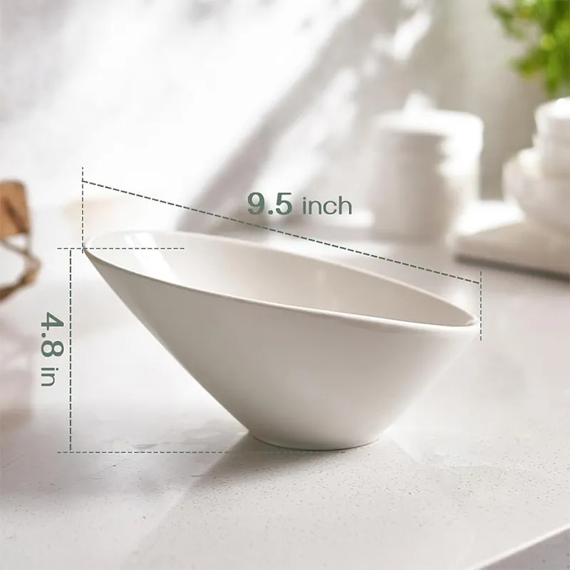 9,5-дюймовая белая салатница — двойная наклонная салатница объёмом 23 унции, 9,5-дюймовая наклонная чаша для сервировки салатов