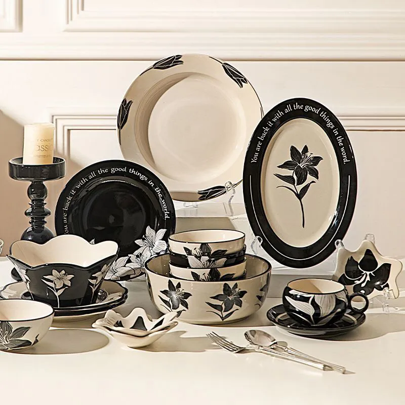 Винтажная керамическая посуда Moro — домашние миски, тарелки, блюдца, новая модель 2025 года, стильные сервировочные тарелки и чаши для риса