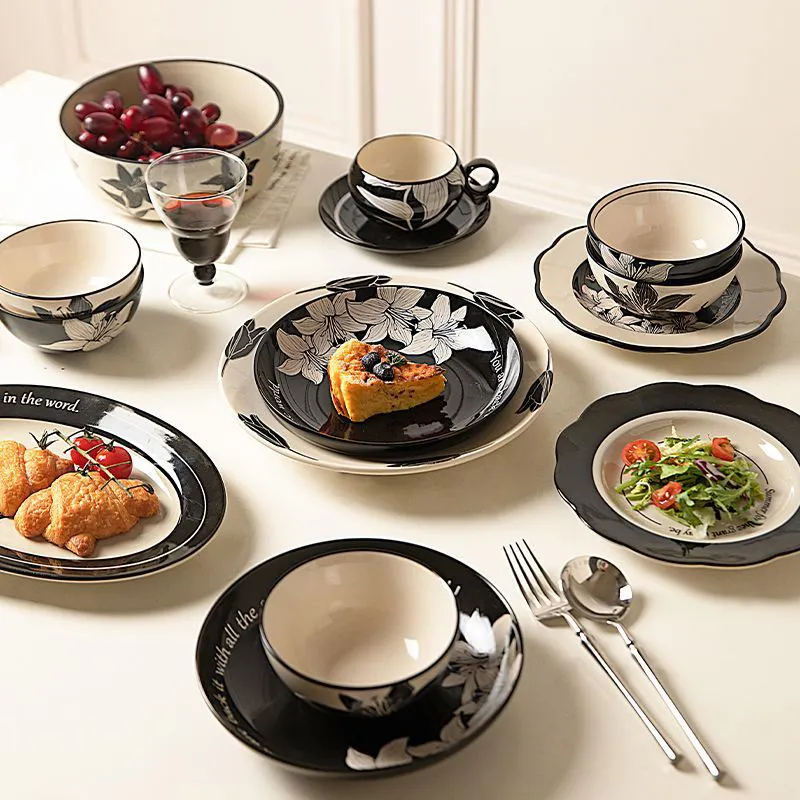 Винтажная керамическая посуда Moro — домашние миски, тарелки, блюдца, новая модель 2025 года, стильные сервировочные тарелки и чаши для риса