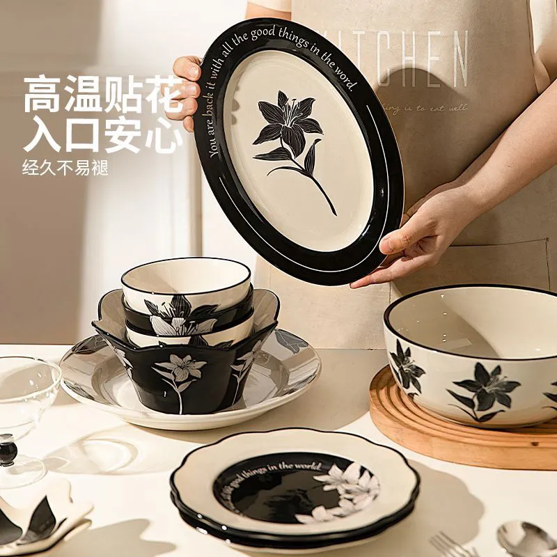 Винтажная керамическая посуда Moro — домашние миски, тарелки, блюдца, новая модель 2025 года, стильные сервировочные тарелки и чаши для риса