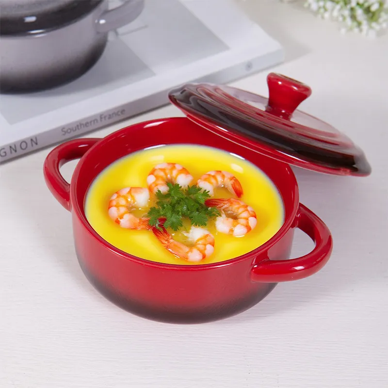 Дофаминовая керамическая чаша для приготовления яиц на пару — домашняя чаша с крышкой для яичного пюре, двухушная чаша для детского прикорма