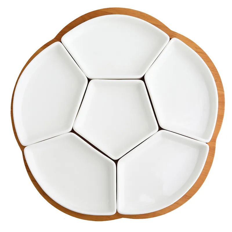 Керамическая тарелка для фруктов и новогодних закусок — домашняя секционная тарелка для сухофруктов, семечек, орехов, конфет, сладостей и снеков