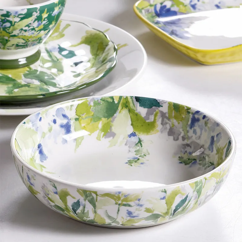Креативная паста-тарелка в стиле кантри — глубокая керамическая тарелка для фруктов, индивидуальный поднос для чайных церемоний, оптовая продажа
