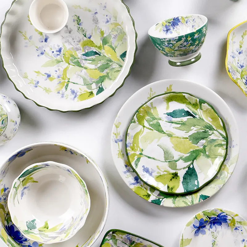 Креативная паста-тарелка в стиле кантри — глубокая керамическая тарелка для фруктов, индивидуальный поднос для чайных церемоний, оптовая продажа