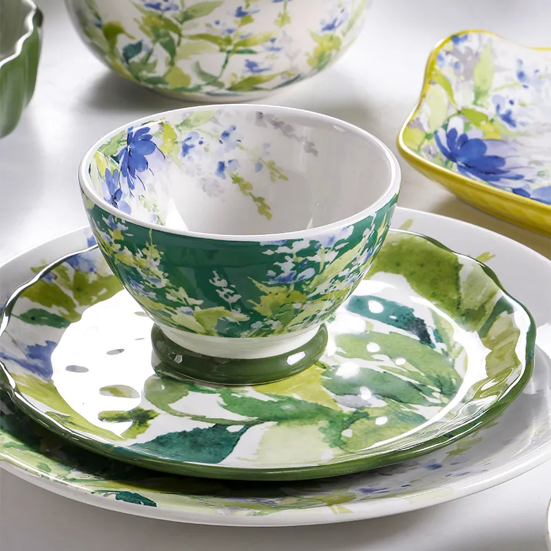 Креативная паста-тарелка в стиле кантри — глубокая керамическая тарелка для фруктов, индивидуальный поднос для чайных церемоний, оптовая продажа