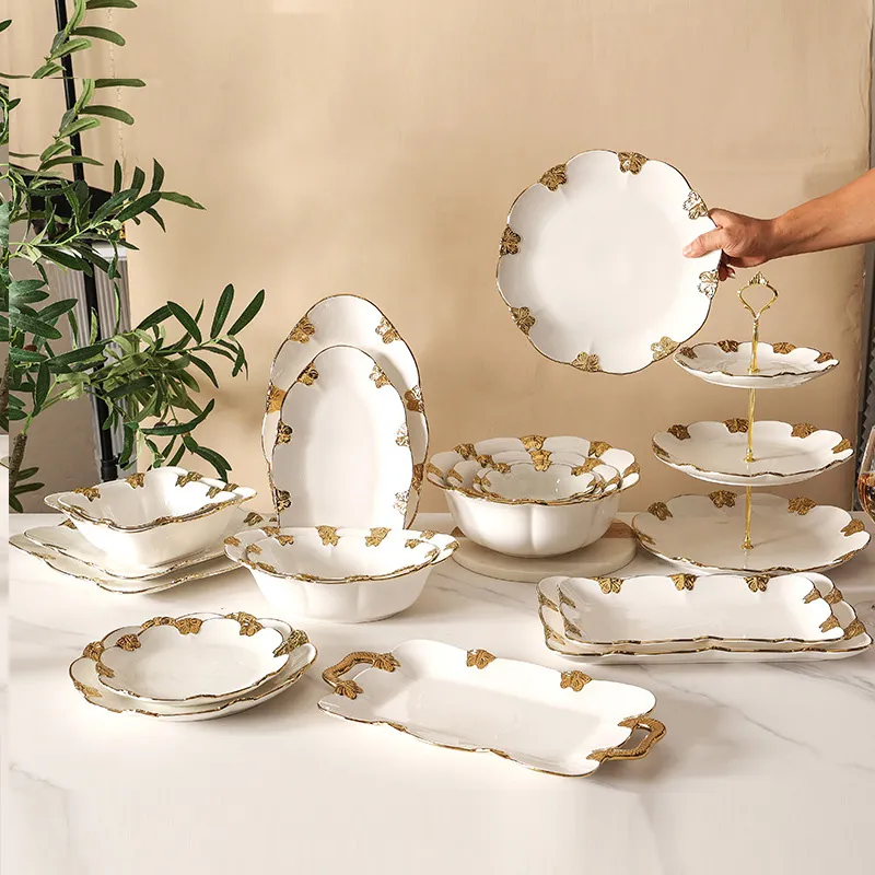 Набор западной посуды в стиле лёгкой роскоши с бабочками — ресторанные керамические миски 7896