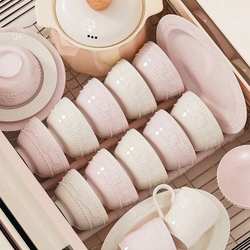 Рельефный французский набор посуды — новые домашние миски и тарелки, подарок на помолвку, свадьбу или для новобрачных