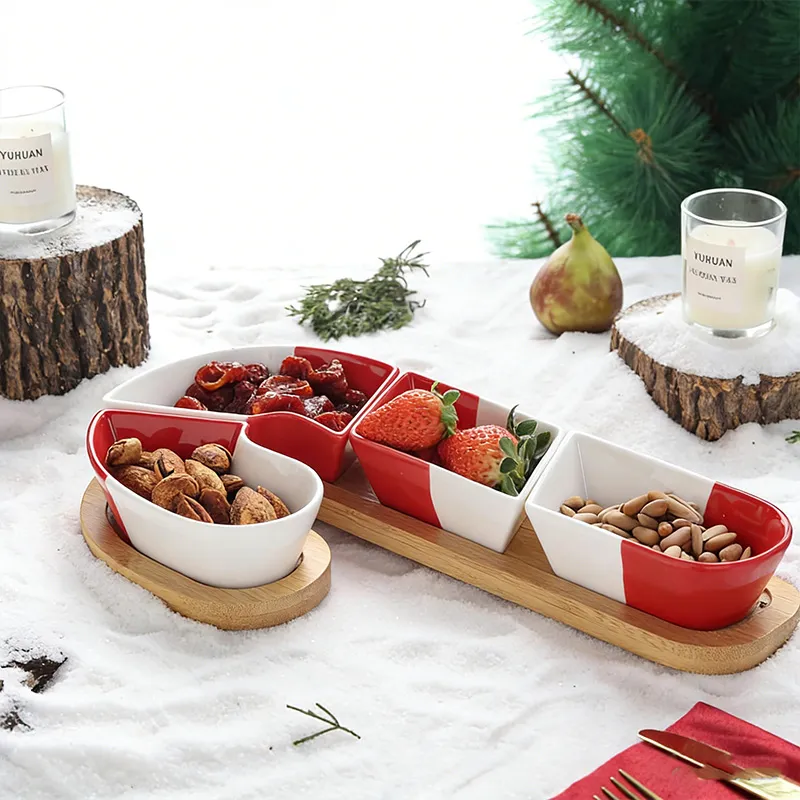 Рождественский подарок — тарелка-зонтик для закусок, поднос для украшений, креативная керамическая тарелка для фруктов, свадебная тарелка для орехов