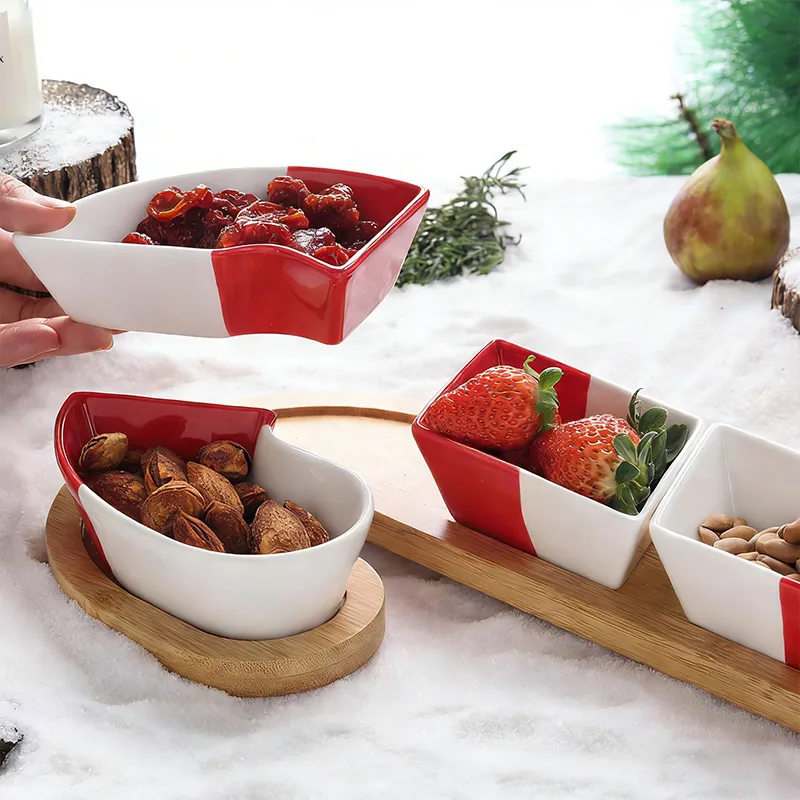 Рождественский подарок — тарелка-зонтик для закусок, поднос для украшений, креативная керамическая тарелка для фруктов, свадебная тарелка для орехов