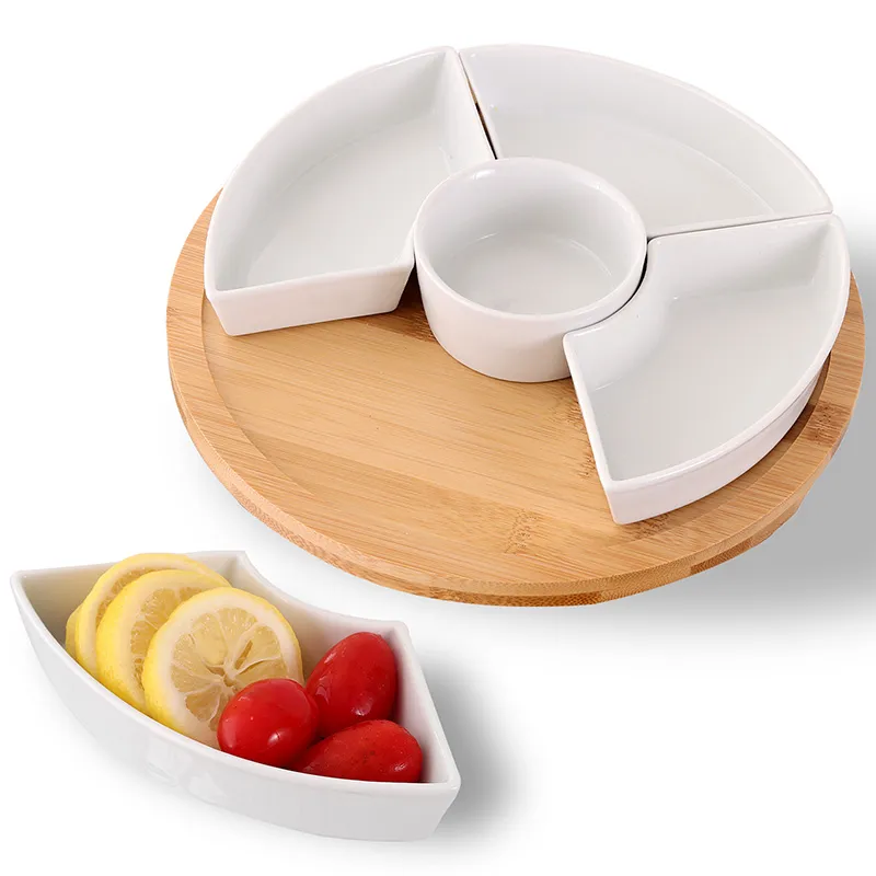 Сервировочный поднос — поднос с вращающейся подставкой на 360°, набор для тако-вечеринок с чипсами и соусами, подходит для закусок, чипсов, фруктов и снеков