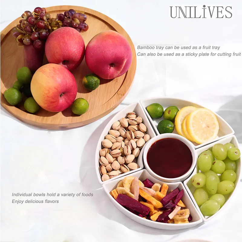 Сервировочный поднос — поднос с вращающейся подставкой на 360°, набор для тако-вечеринок с чипсами и соусами, подходит для закусок, чипсов, фруктов и снеков