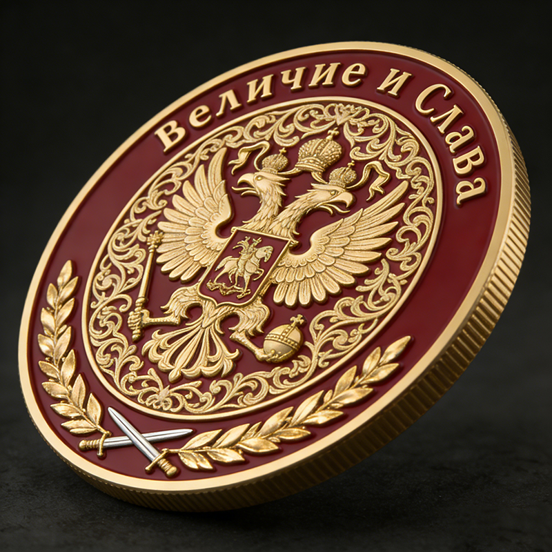 Изготовление металлических значков и памятных монет на заказ с технологией матового лака