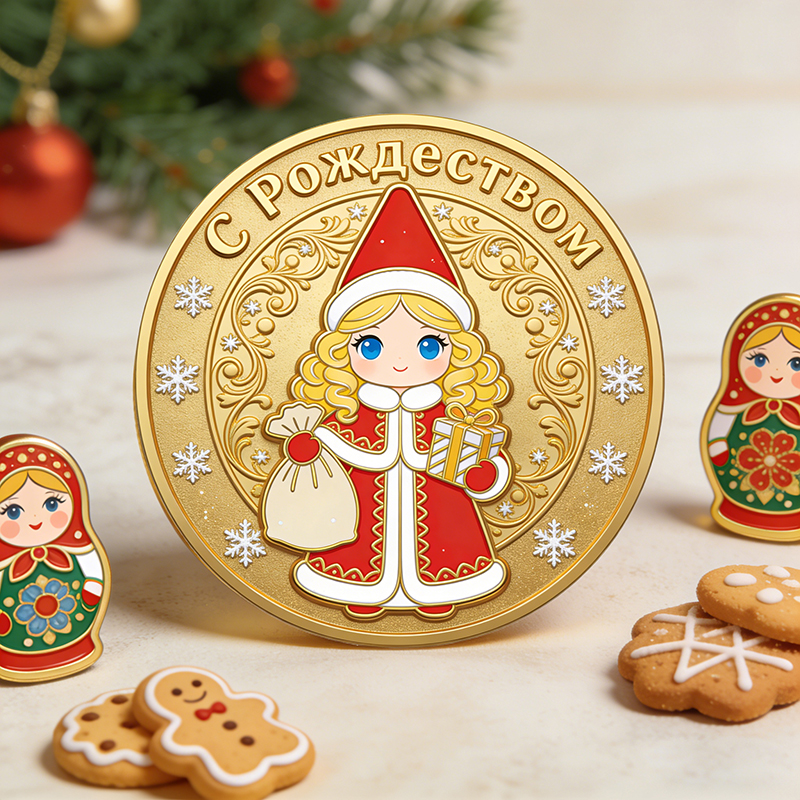 Рождественские значки, милые мультяшные металлические