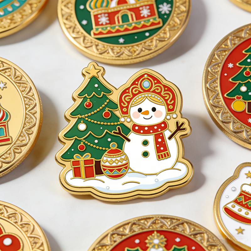 Рождественские значки, милые мультяшные металлические