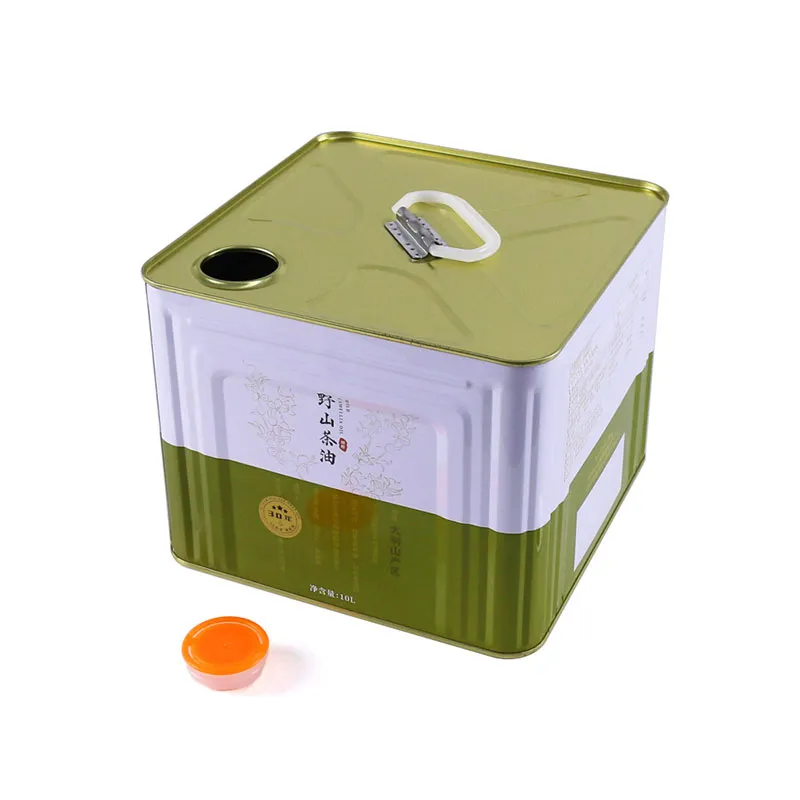 10-литровая квадратная жестяная банка для оливкового масла с гибким носиком