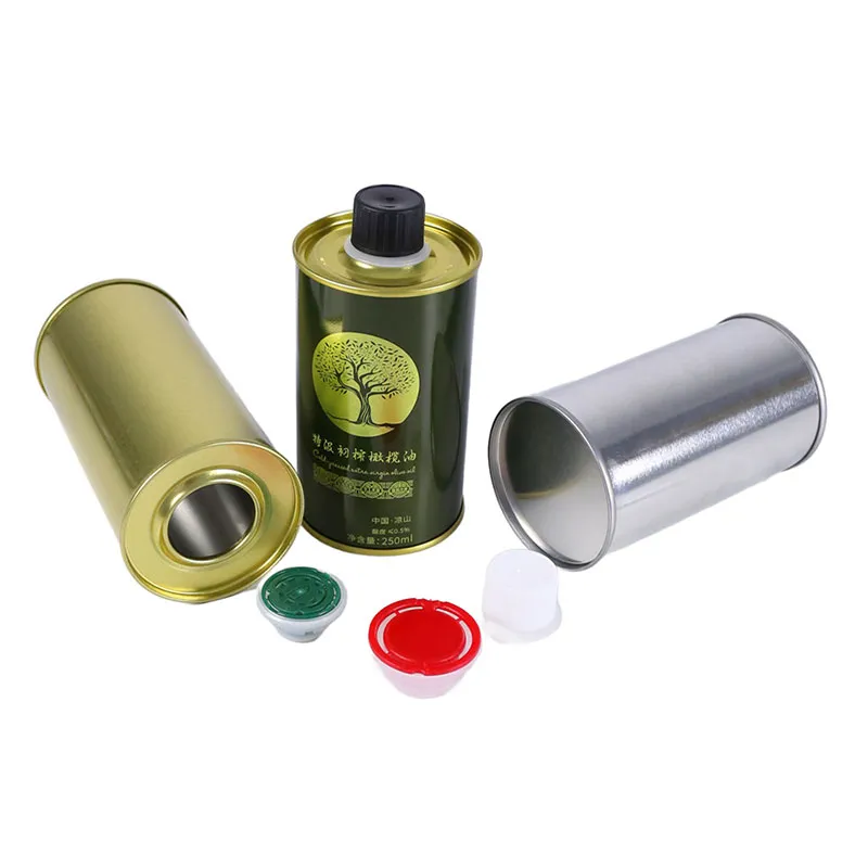 Пустая круглая металлическая жестяная банка для оливкового масла диаметром 65 мм