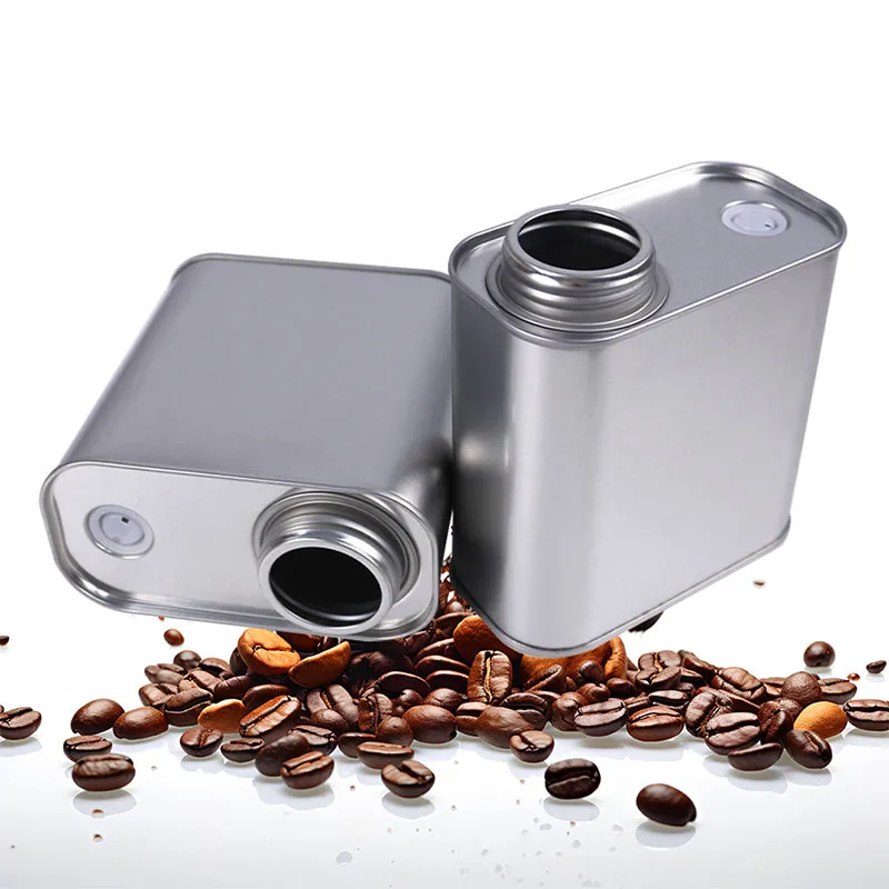 Пустая металлическая прямоугольная кофейная жестяная банка 200г с дегазационным клапаном (10)