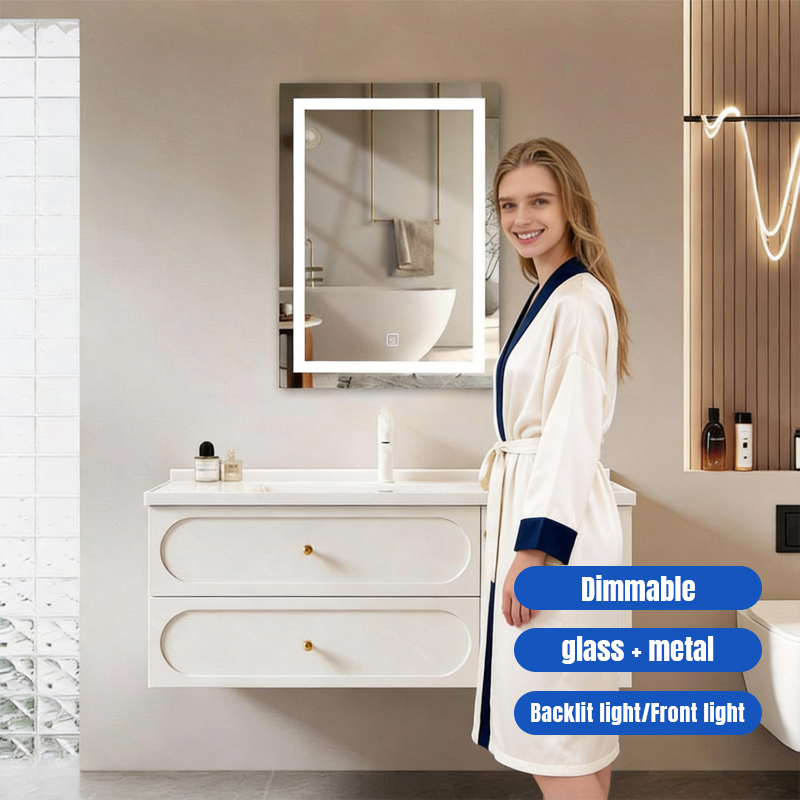 Прямоугольное безрамное зеркало для ванной комнаты 50*70