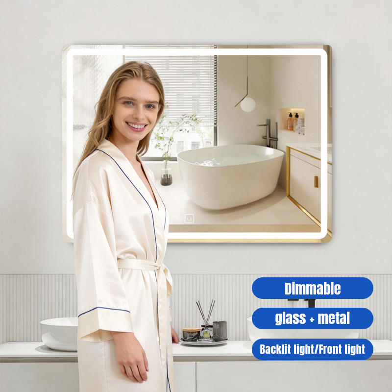 Прямоугольное безрамное зеркало для ванной комнаты 80*60 см