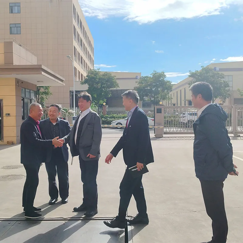 Тепло приветствуем визит директора Энокомото из компании THK и его делегации для проведения инспекции. Вместе мы рисуем новый чертёж развития проекта высокоскоростного линейного направляющего станка для сверления.