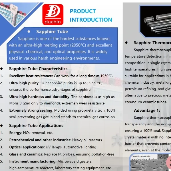 Техническое обновление термопар с сапфировыми трубками Duchin — прорыв в сложных высокотемпературных условиях