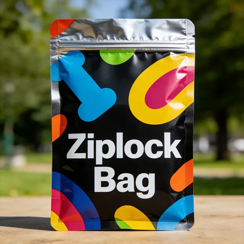 Плоский пакет с зип-локом из алюминиевой фольги с печатью