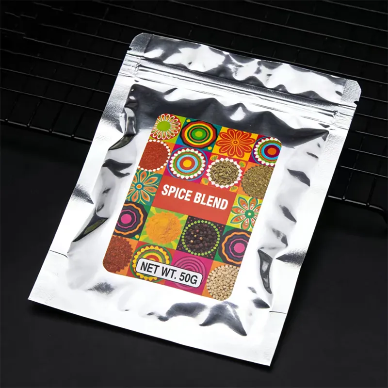 Плоский пакет с зип-локом из алюминиевой фольги с печатью