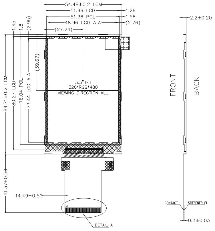 3,5-дюймовый IPS TFT ЖК-модуль (320×480) с контроллером ST7365P 9143 (4)