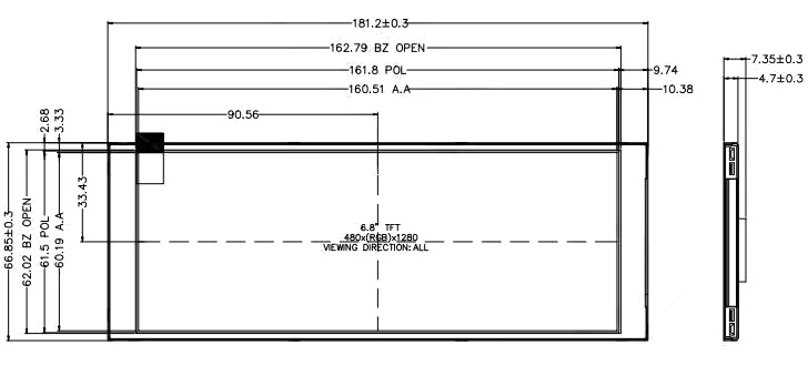 ЖК-модуль IPS TFT с диагональю 6,86 дюйма 914 (4)