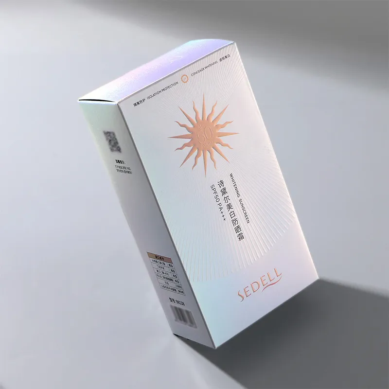 Картонные коробки с радужной лазерной серебряной отделкой