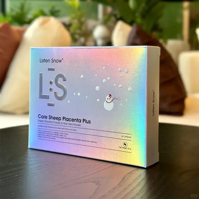 Картонные коробки с радужной лазерной серебряной отделкой