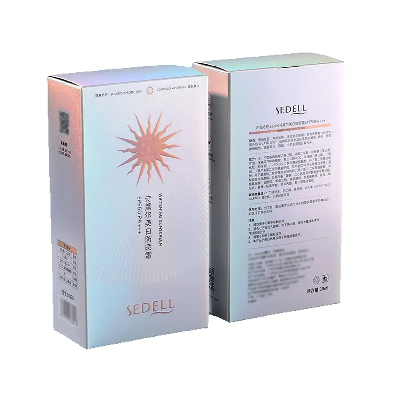 Картонные коробки с радужной лазерной серебряной отделкой