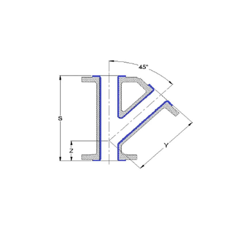 Тройник 45° футерованные фторопластом-4