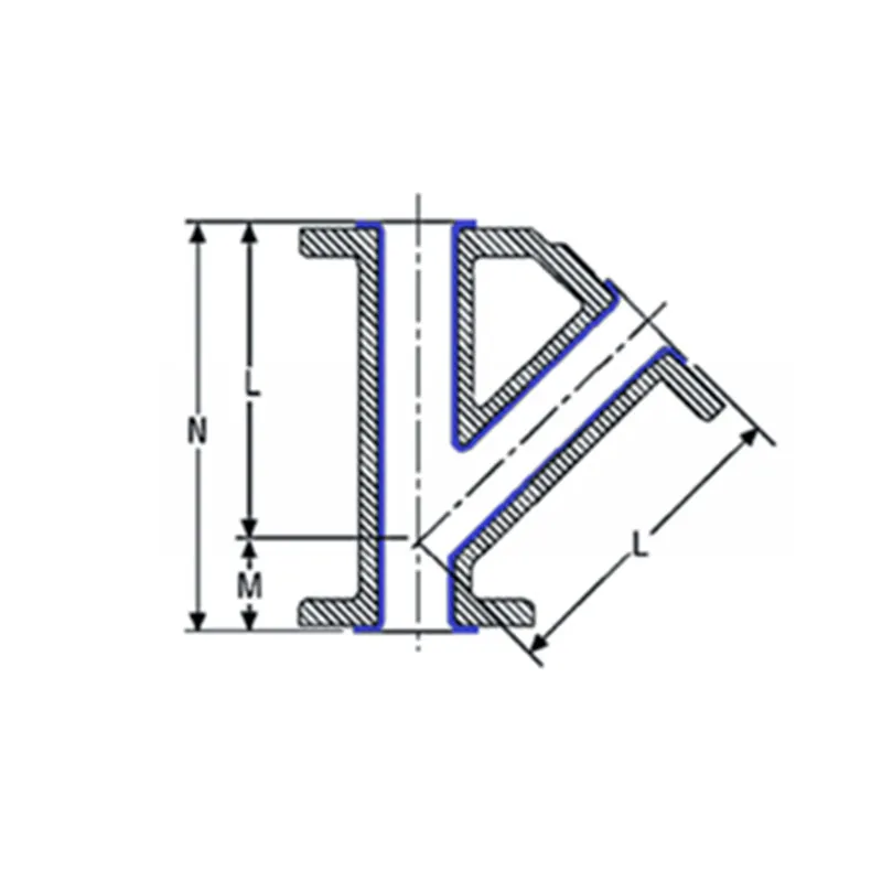 Уменьшающий тройник 45° футерованные фторопластом-4